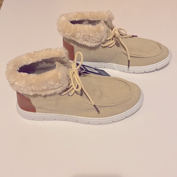 Orly CoXist Tan Canva Faux Fur Ankle Boots - Picture 5 of 8